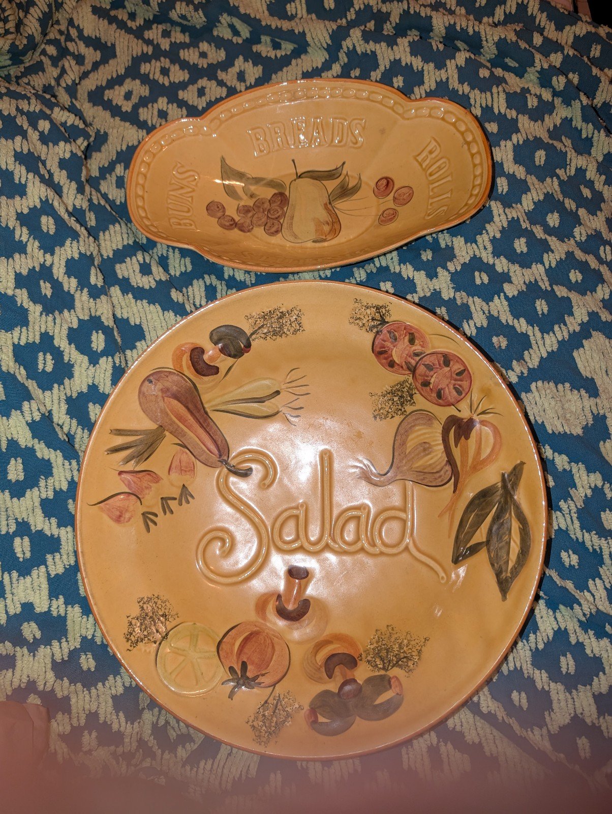 Vintage Salad Bowl and bread plate Los Angeles Pottery California