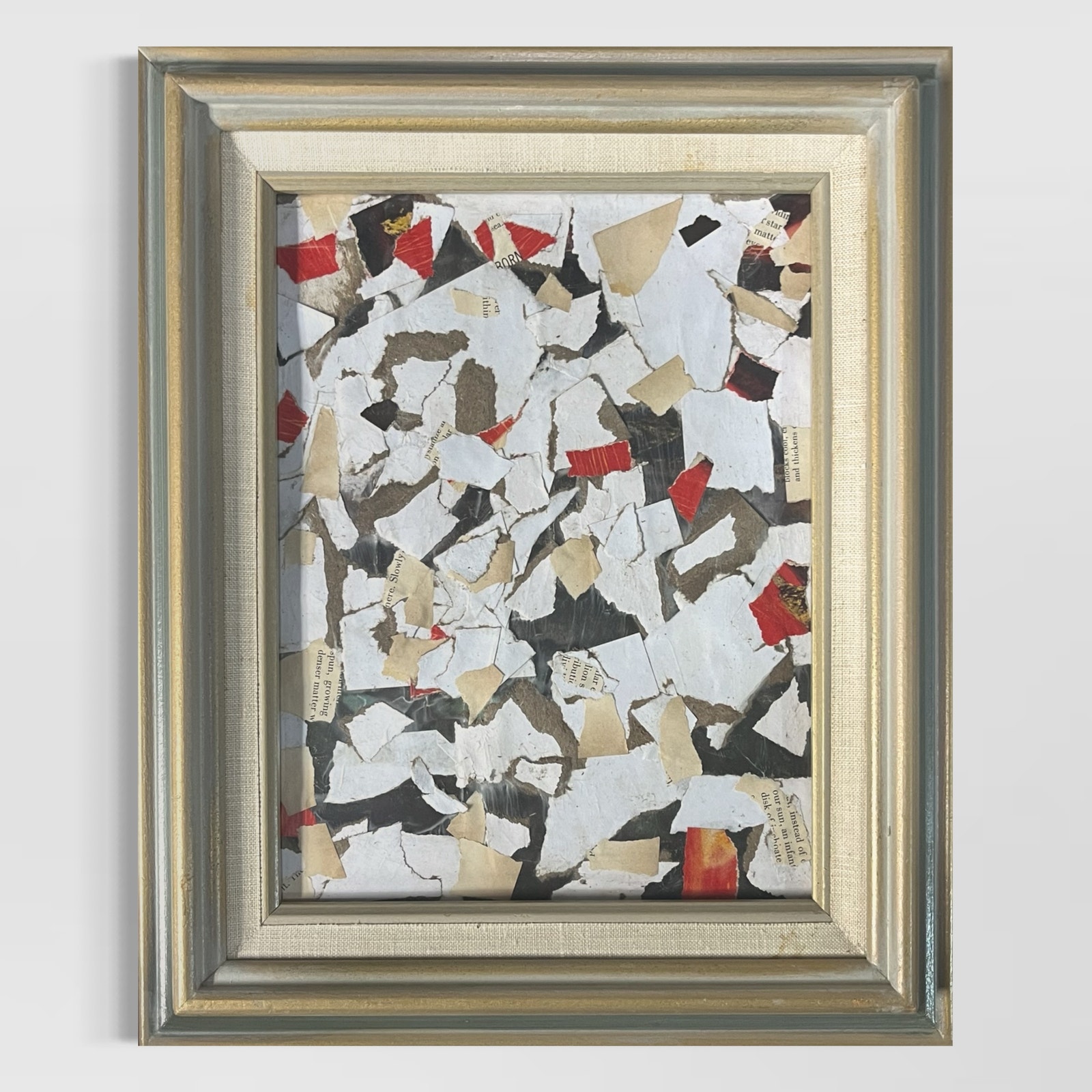 Original Framed Mixed Media Abstract Art Collage 11x13 Center of the Earth II