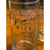 Set of four Libby glasses with pink tulips and green