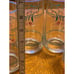 Set of four Libby glasses with pink tulips and green