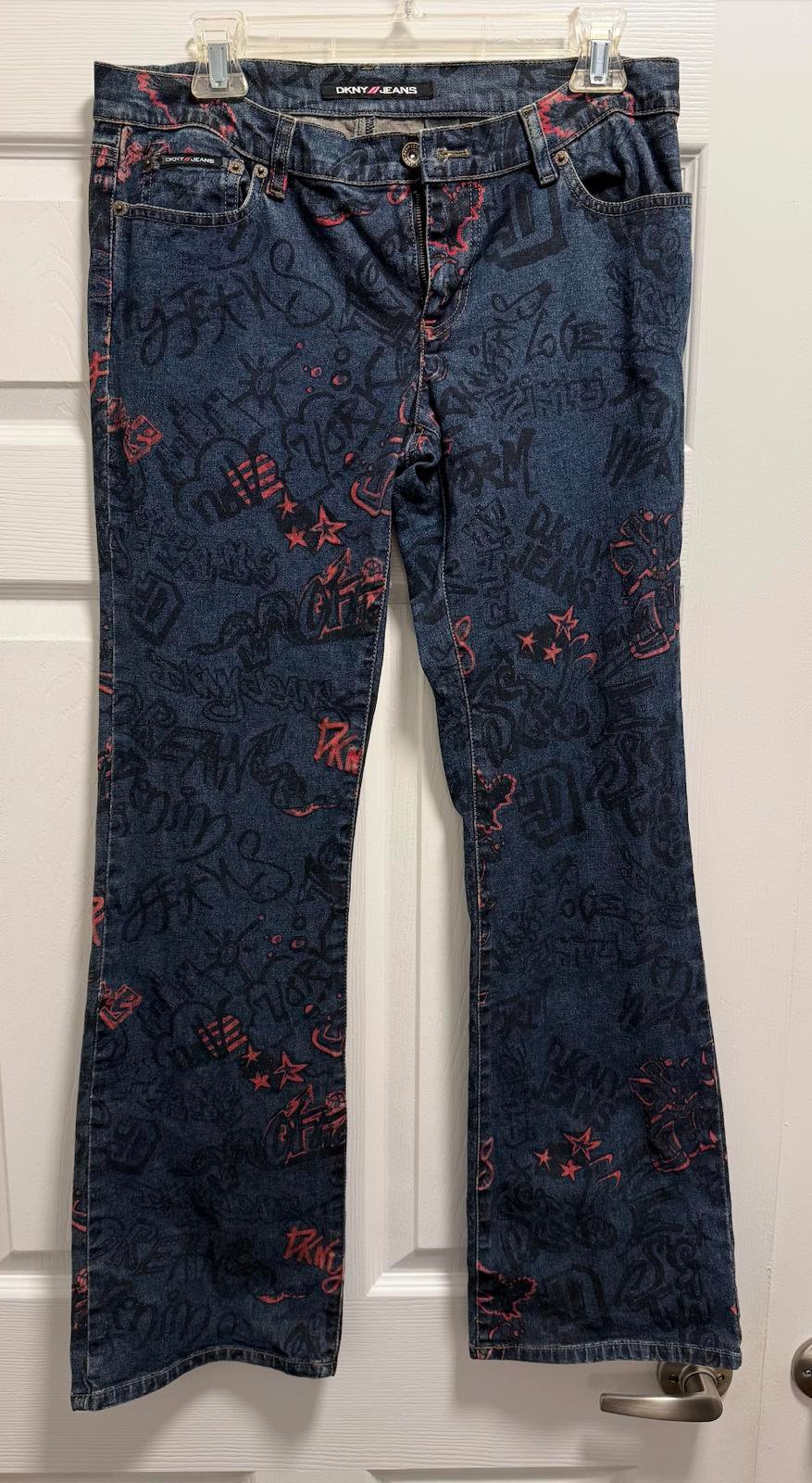 DKNY Graffiti Print Bootcut Jeans Size 9 Y2K Style