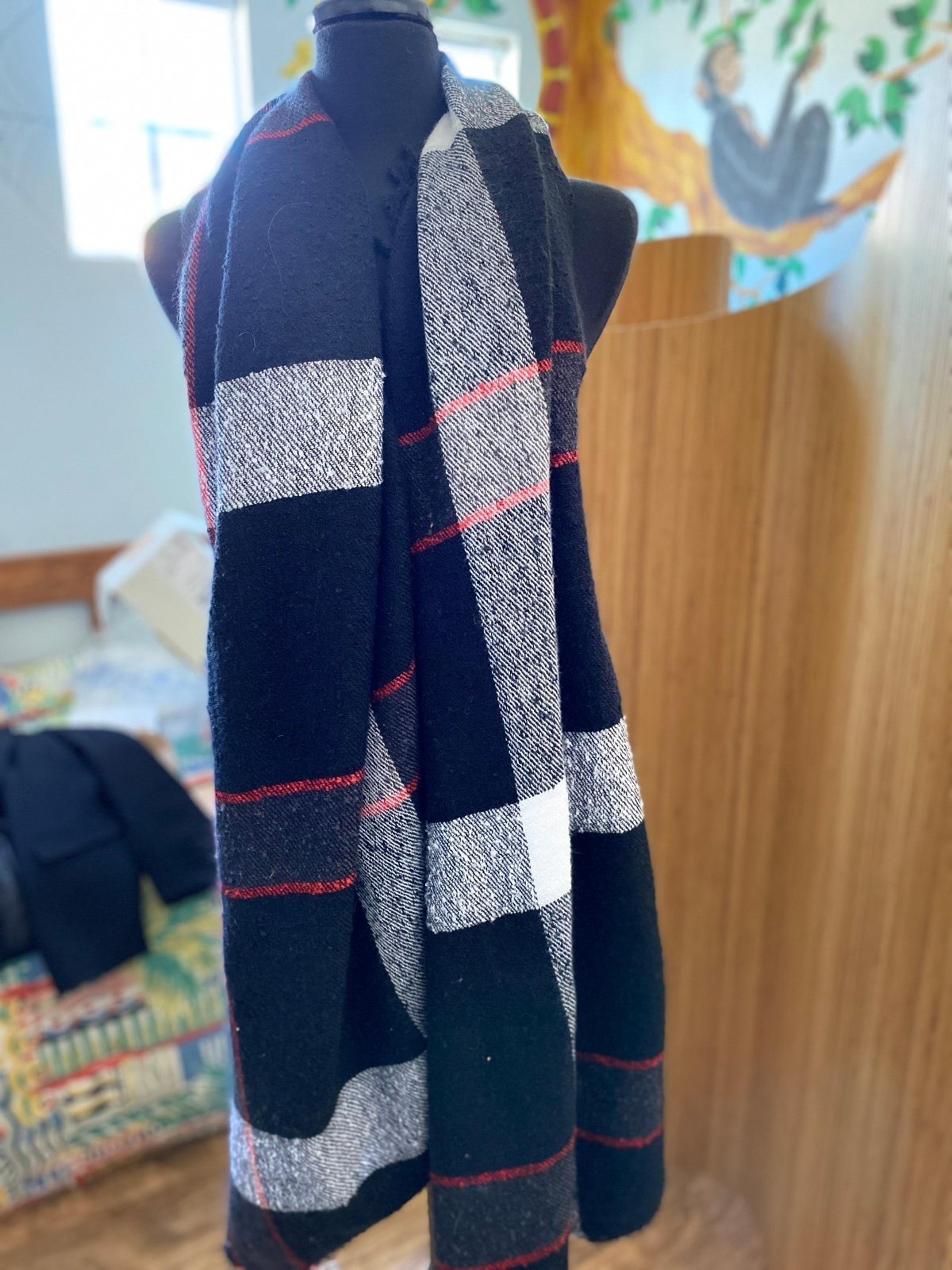 Free People Plaid Blanket Scarf with Fringe