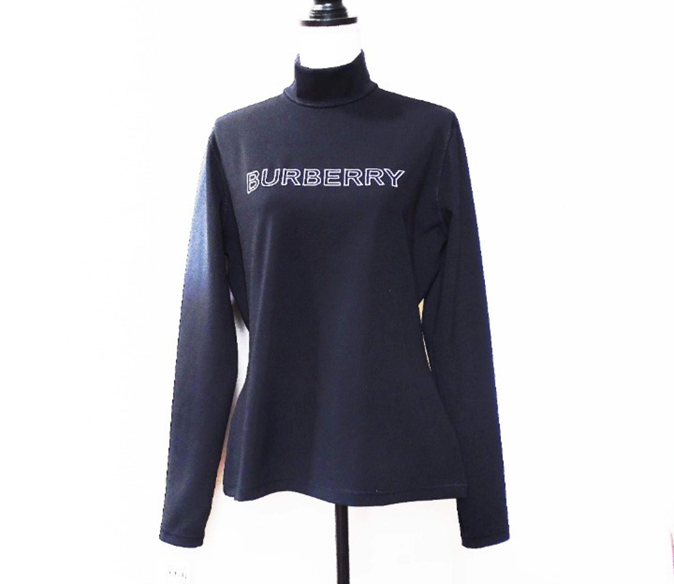 BURBERRY NWT Black Polyamide with Silver Metallic Embroidery Turtleneck Size XL
