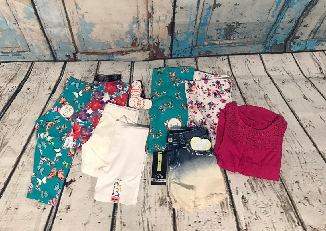 8 Pc Girls Summer Bottoms & Top NWT