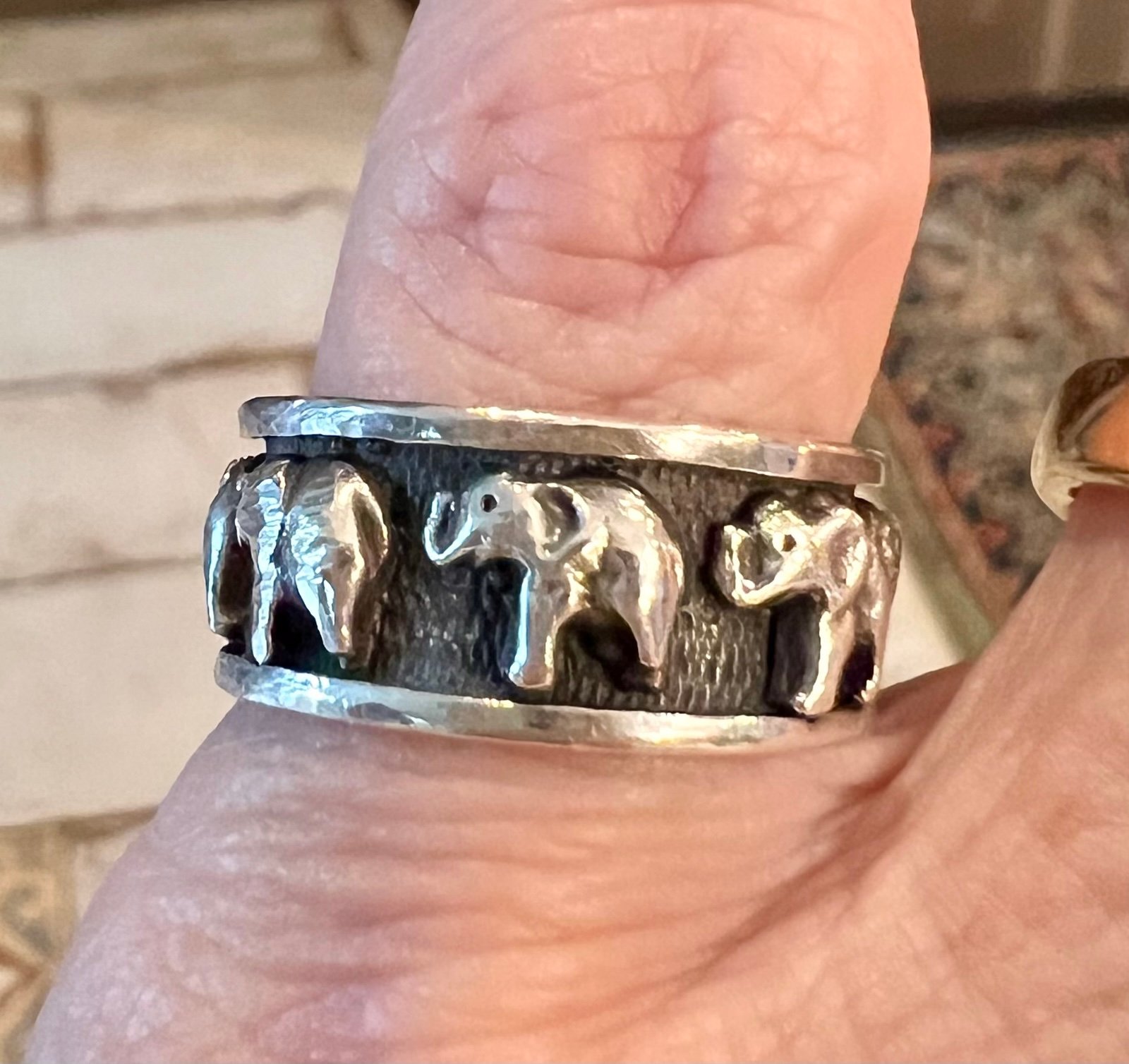 Solid Sterling Silver Elephant Ring SZ 7