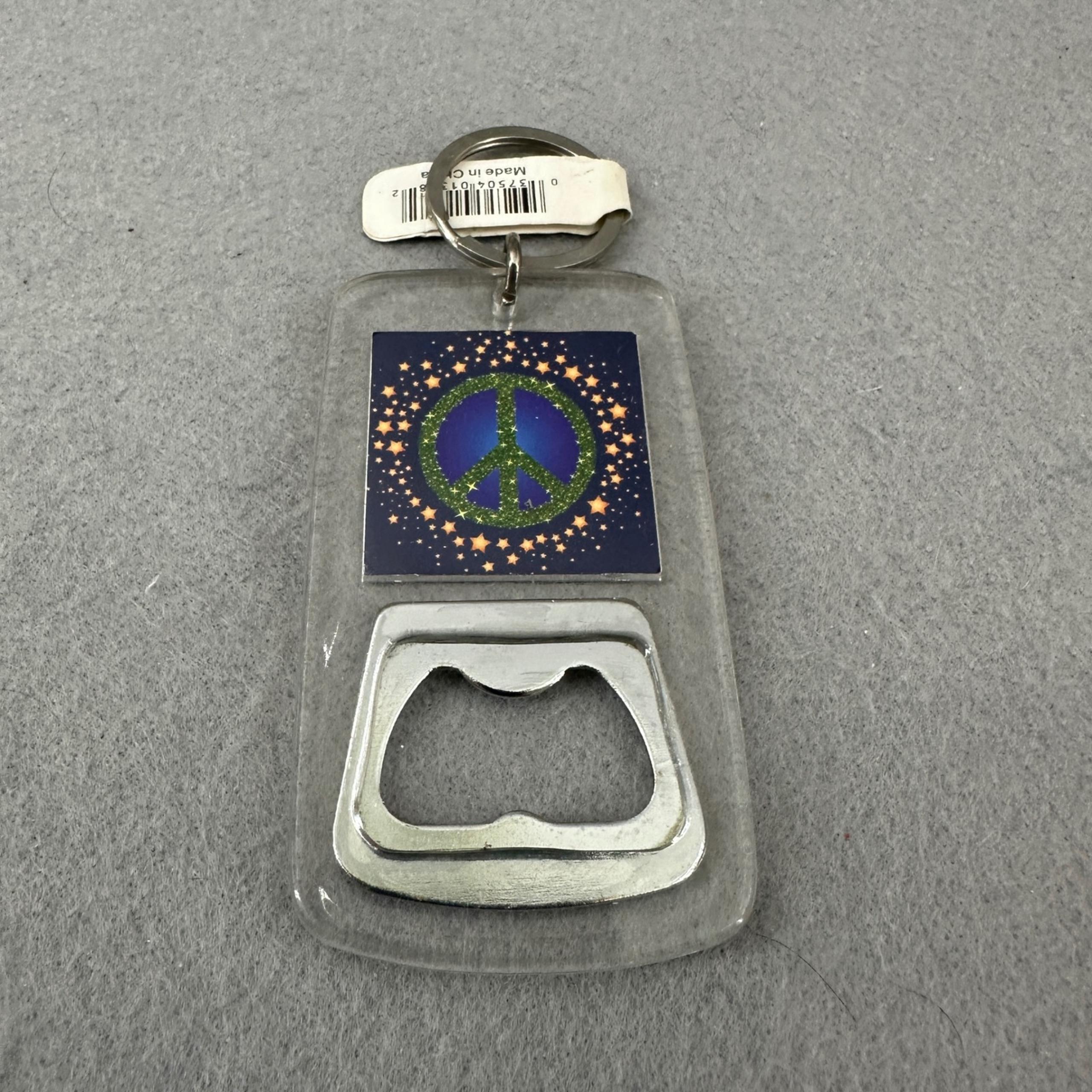 Hillman Peace Sign Bottle Opener Keychain Acrylic Novelty Key Ring