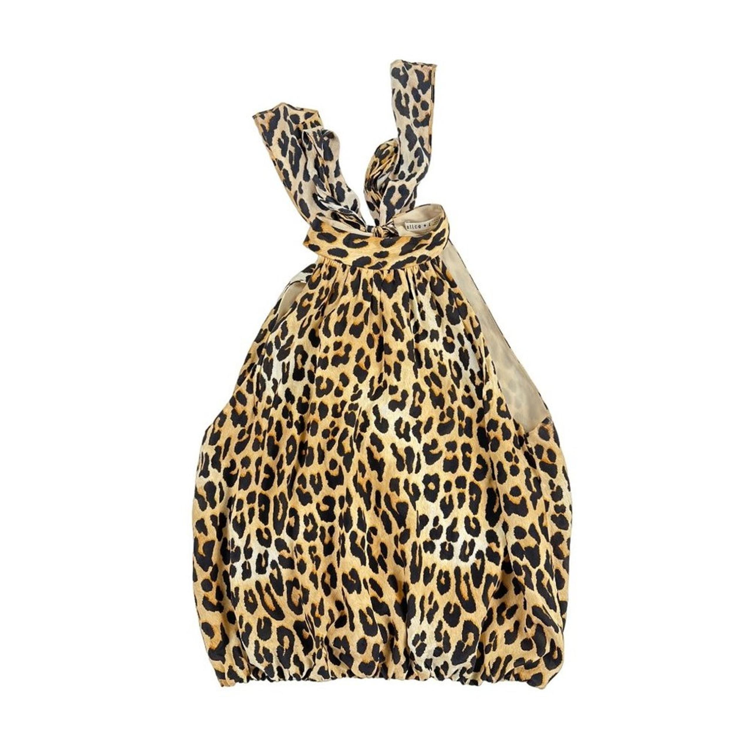 Alice + Olivia - "Maris" Printed Halter Top in Spotted Leopard Multi