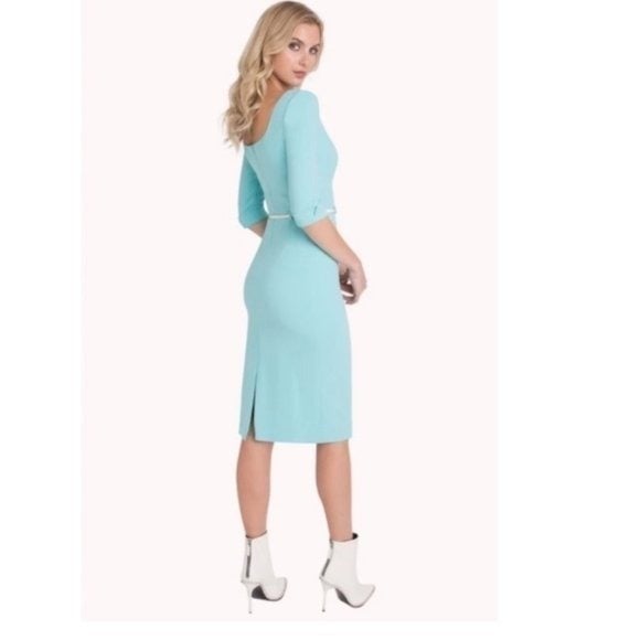 Black Halo Belted Jackie O 3/4 Sleeve Dress