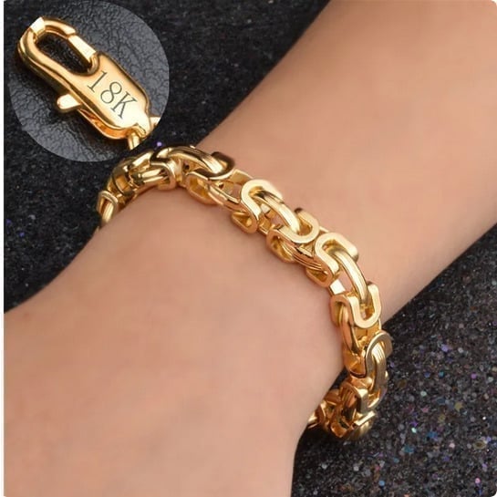 8 Mens 18K Gold Twisted Chain Link Style Bracelet 18 Karat Real Stamped Jewelry