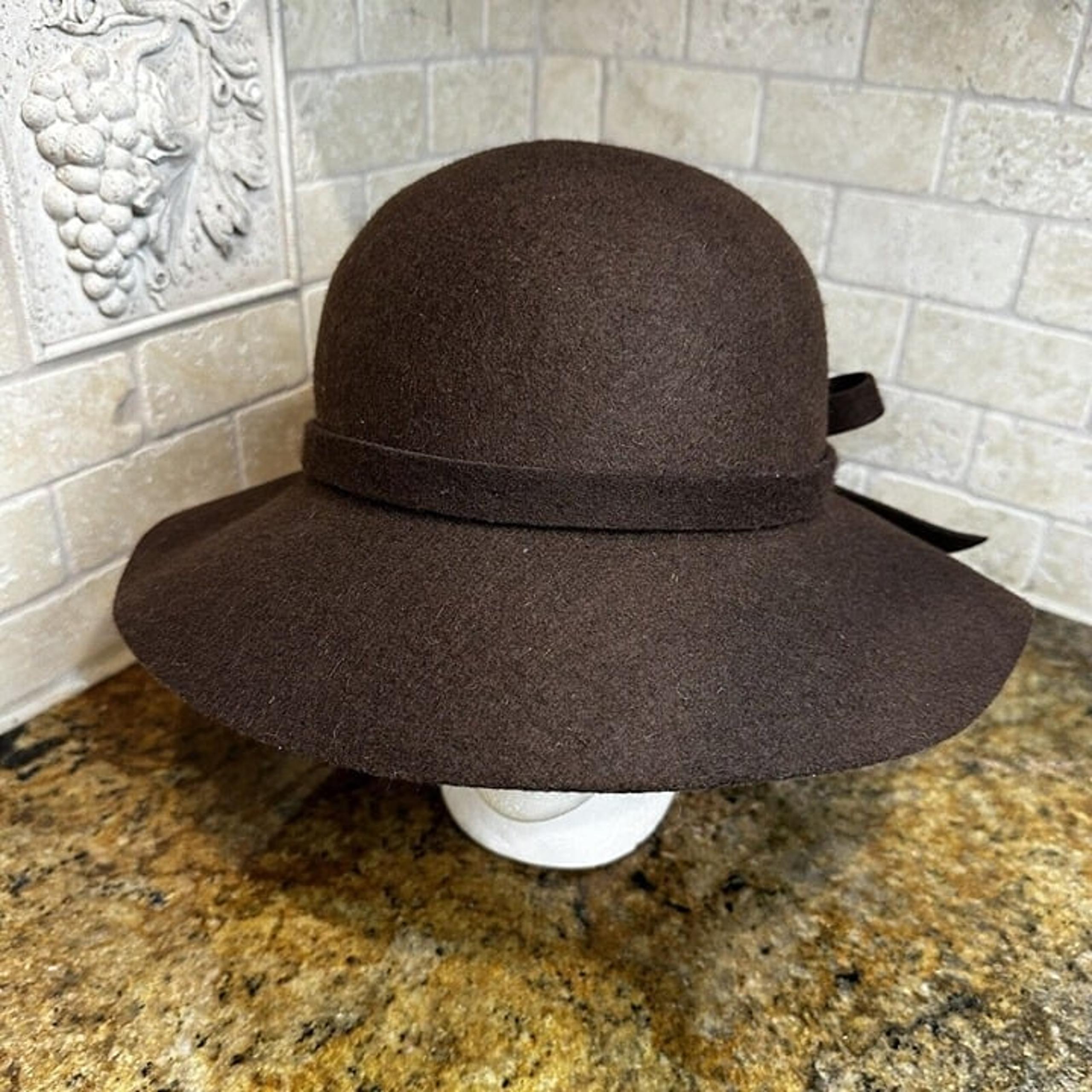 Target Floppy Hat Brown 100% Wool Floppy Band Bow Ribbon Accent Women's Size OS