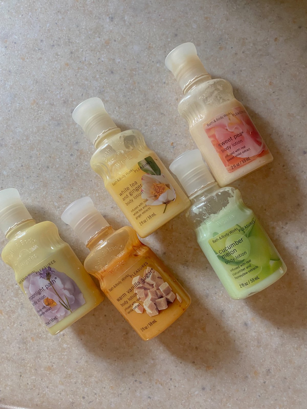 Bath and Body Works Pleasures Lotion Set 2oz cucumber melon moonlight path sweet