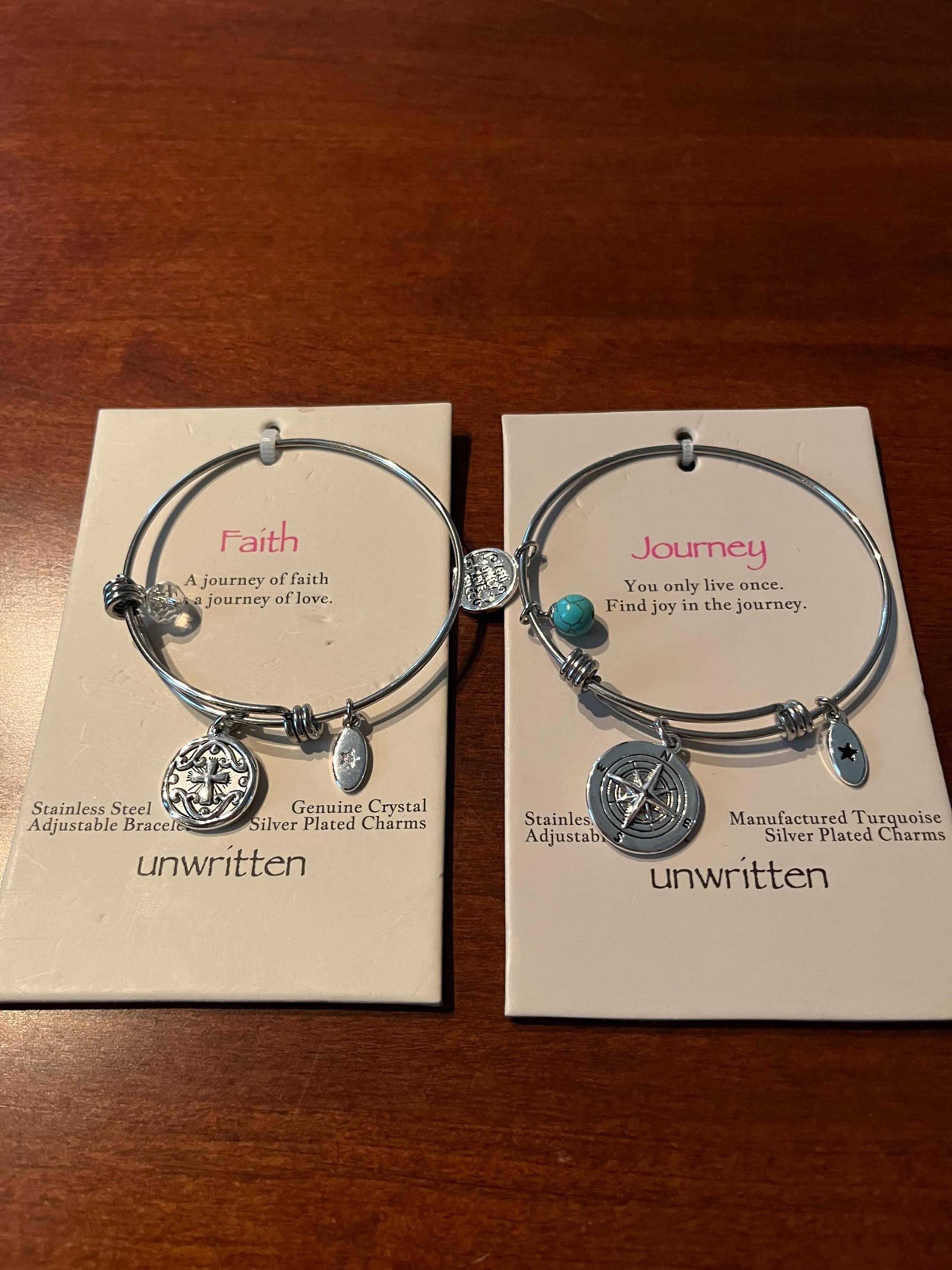 Two Unwritten Stainless Steel Charm Bracelets NWT