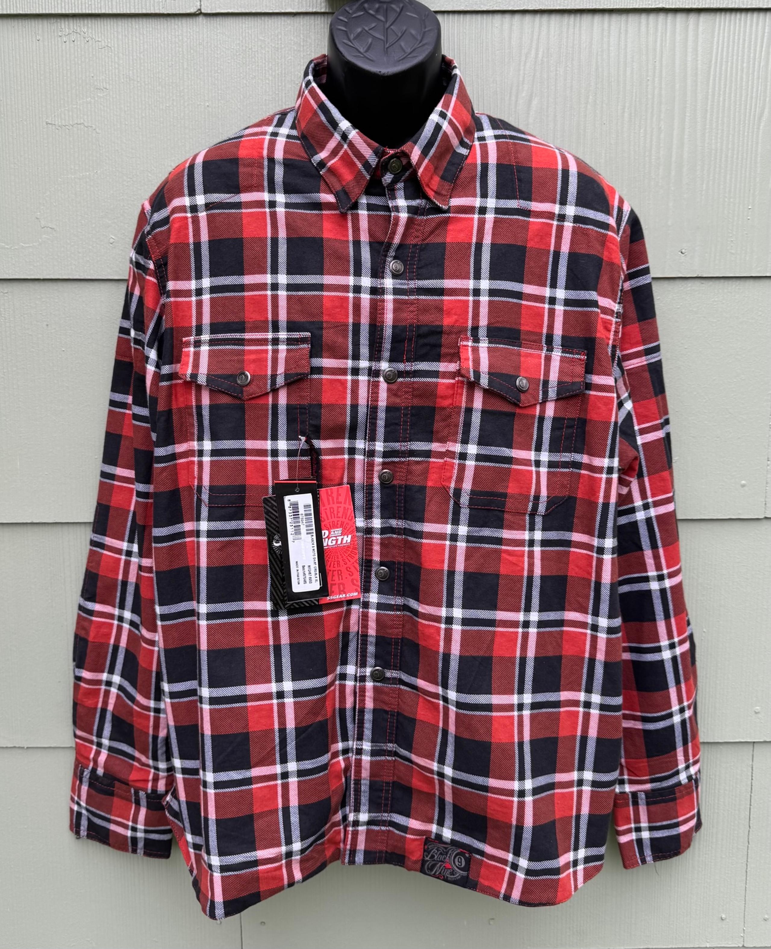 New SPEED & STRENGTH Black 9 Moto Armored Shirt Men’s XL Orange Flannel 878947