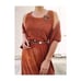 Vintage 70s Jonathan Logan Ginger Brown Woven Midi Dress Cardigan Set USA Made