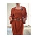 Vintage 70s Jonathan Logan Ginger Brown Woven Midi Dress Cardigan Set USA Made