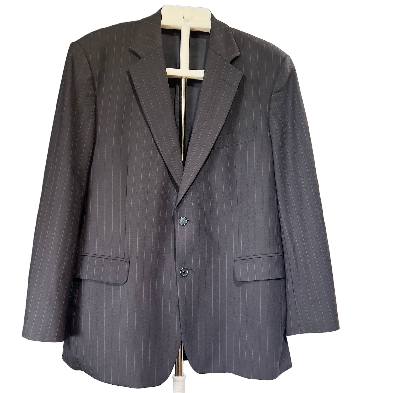 Brooks Brothers 346 Pin Stripe Suit Men 43R Classic Blue 97% Wool Career Formal