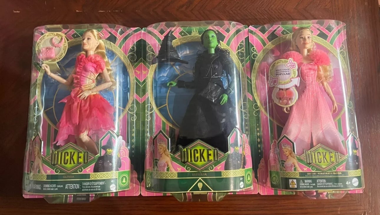 Mattel Wicked SINGING Glinda & Elphaba Green Witch 12 & Other Doll - LOT OF 3