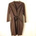 TAHARI Shirt Dress Sz 6 RICH BROWN Tie Front w POCKETS Lagenlook Minimalist