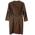 TAHARI Shirt Dress Sz 6 RICH BROWN Tie Front w POCKETS Lagenlook Minimalist