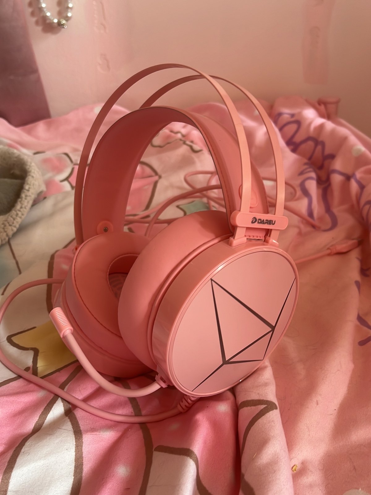 DAREU pink gaming wired headset