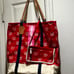 PINK VS Vintage red and white canvas bag with matching wristlet