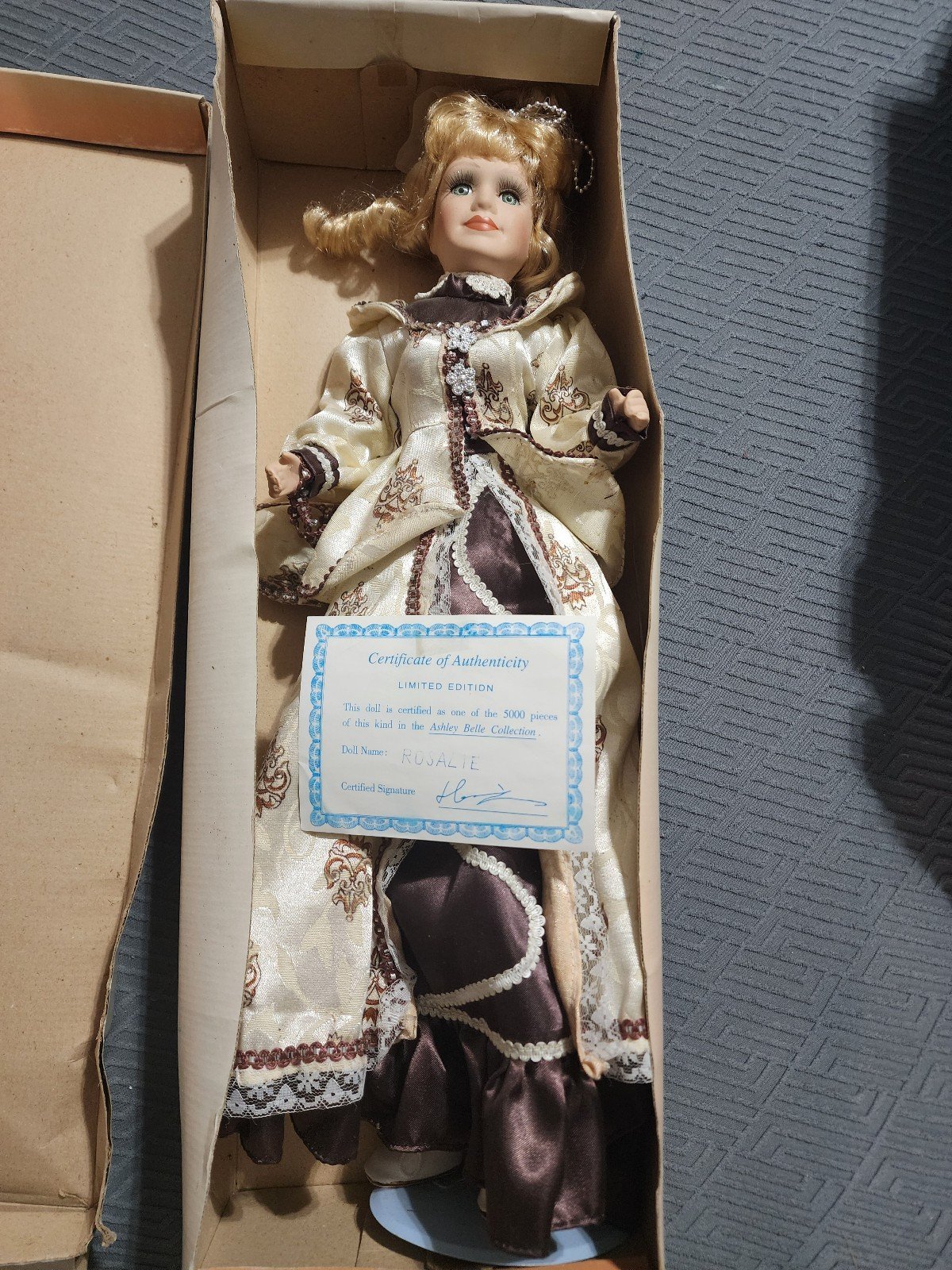 Genuine bisque porcelain Ashley Belle collection doll 22 box original clothes