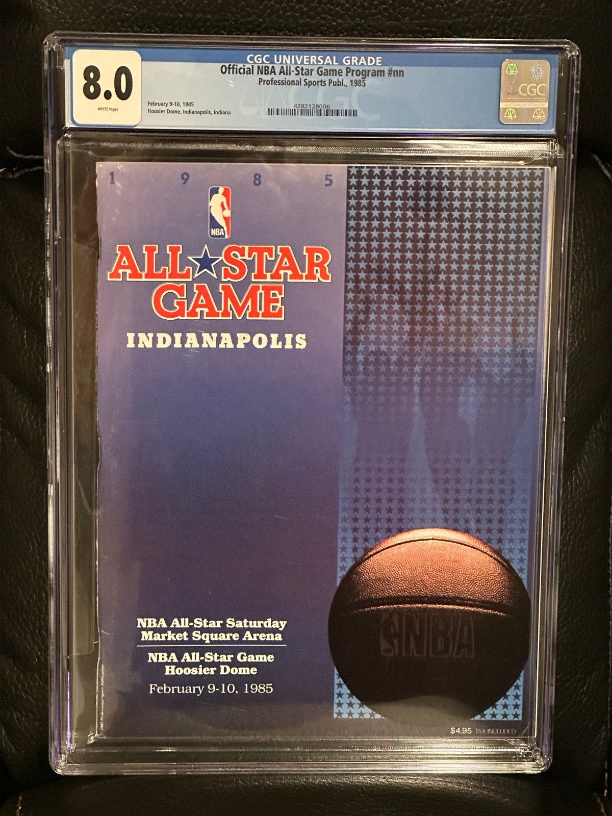 1985 NBA All Star Game Program Michael Jordan Rookie Freeze Out Game CGC 8.0