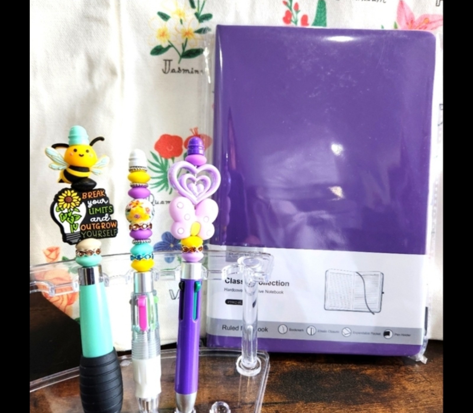 NEW handmade beaded pens and executive notebook bundle
