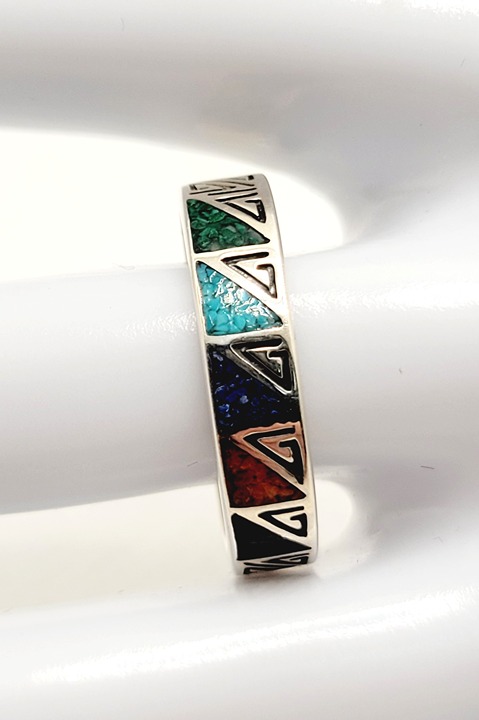 Carolyn Pollack Multistone Inlay Band Ring 925 Sterling Silver Size 9 Signed