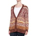 NEW Lucky Brand Boyfriend Cardigan Sweater Red Jacquard Southwestern Size Large