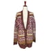 NEW Lucky Brand Boyfriend Cardigan Sweater Red Jacquard Southwestern Size Large