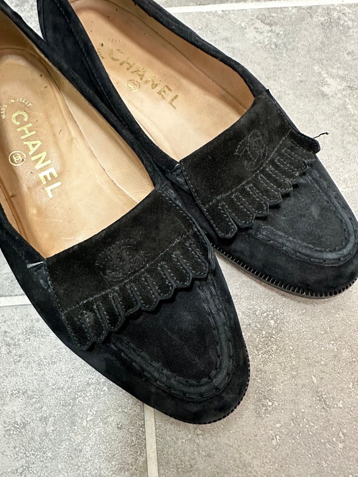 CHANEL Suede Loafers