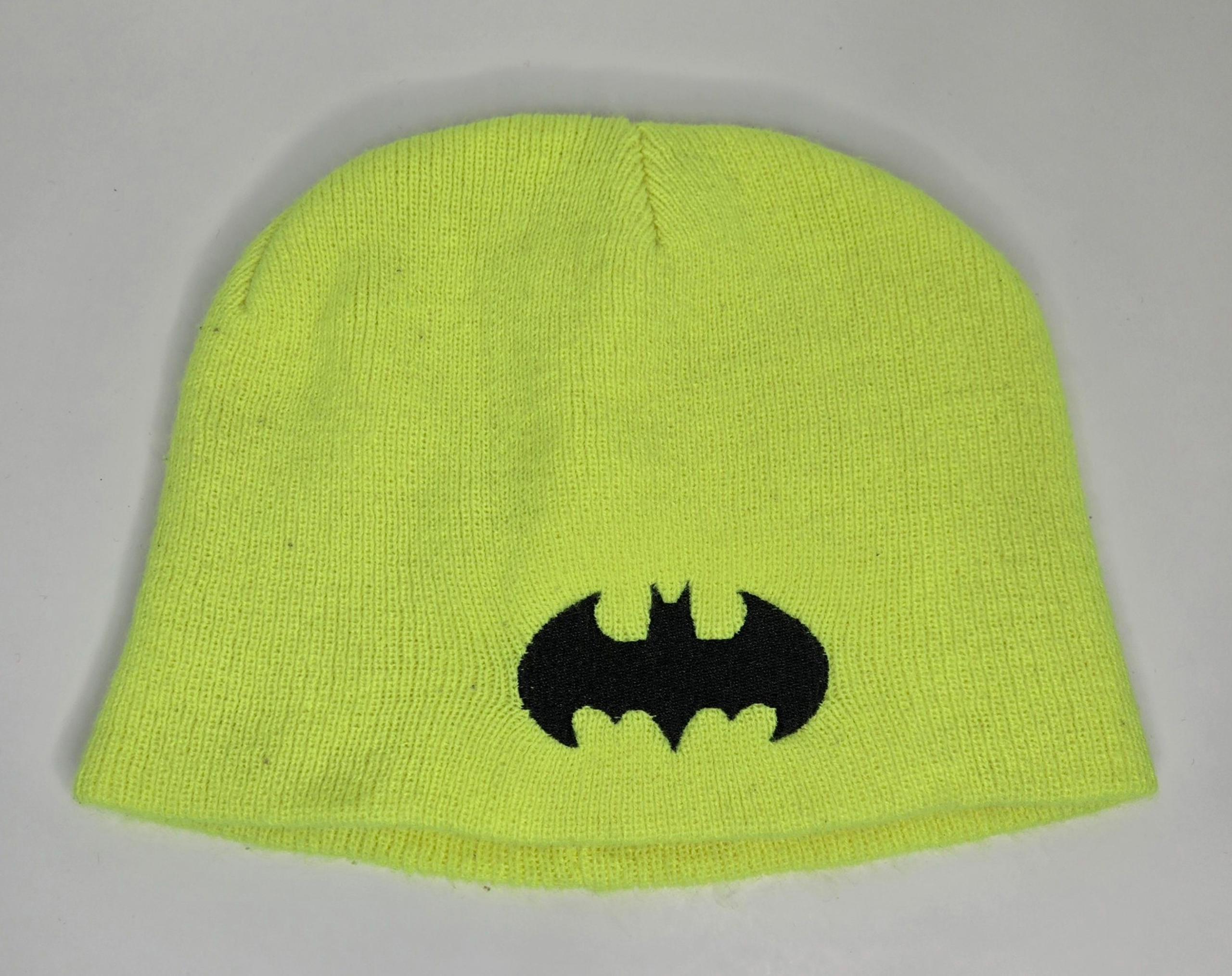 DC Comics Batman Youth Boys/Unisex Winter Beanie Hat Bright Neon Yellow & Black