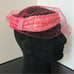 Vintage 1960s Ladies Pink Woven Braided Pillbox Fascinator Halo Hat W Net Veil