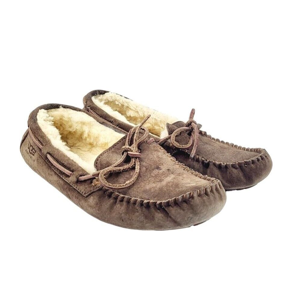 UGG Womens Brown Suede Slippers - Size 7