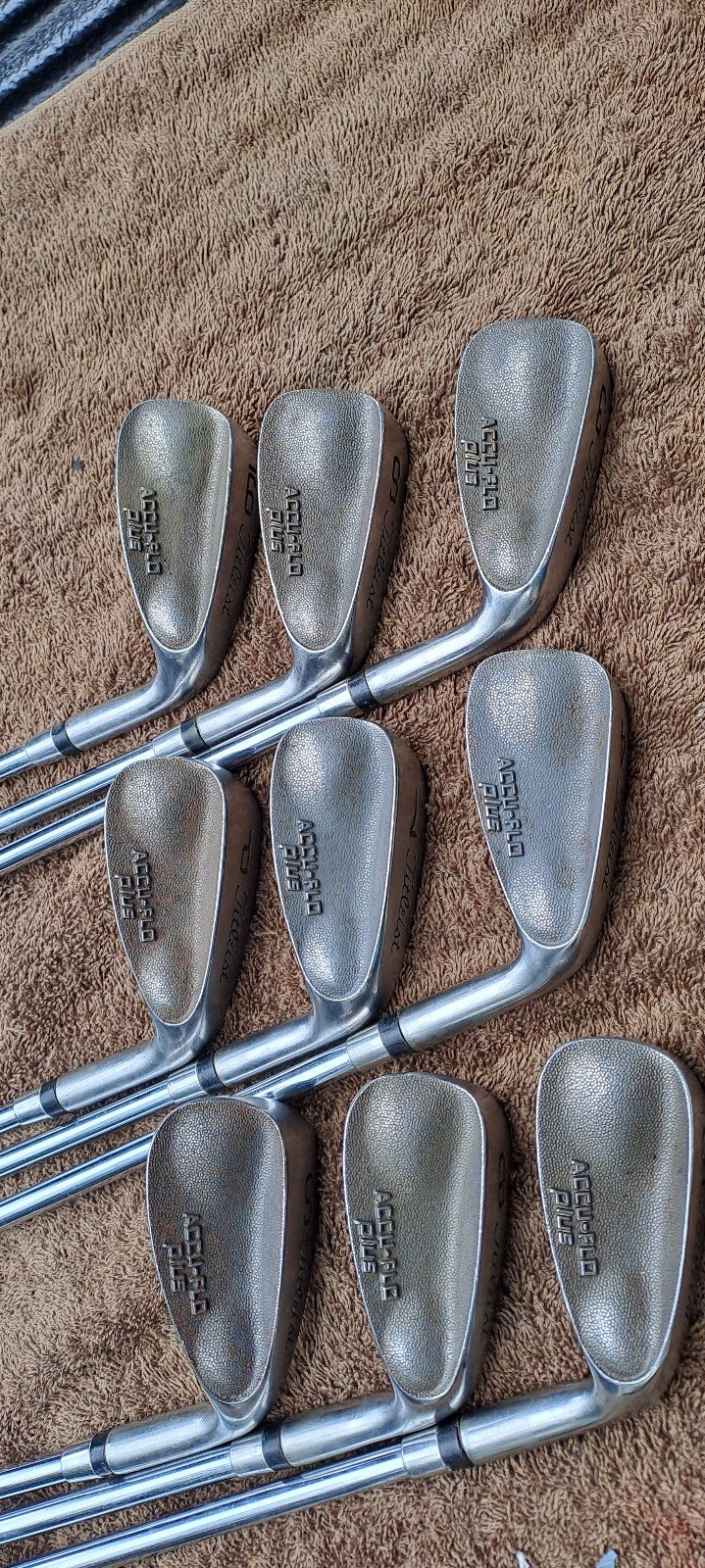 golf irons vintage TITLEIST ACCU-FLO plus 9 clubs RIGHT H steel shaft power step