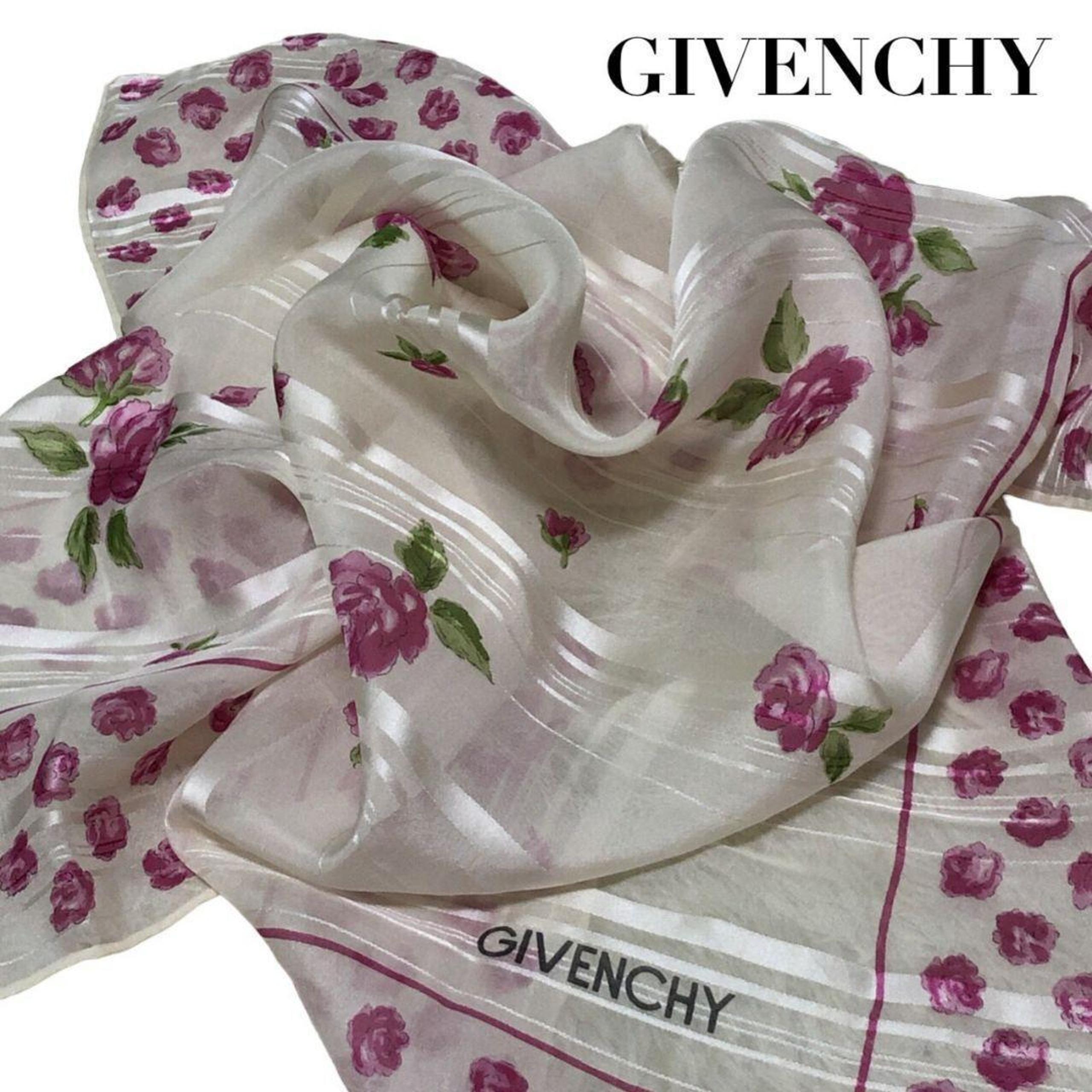 【Excellent Condition】GIVENCHY Givenchy Scarf Stole Rose Roses All-Over Pattern