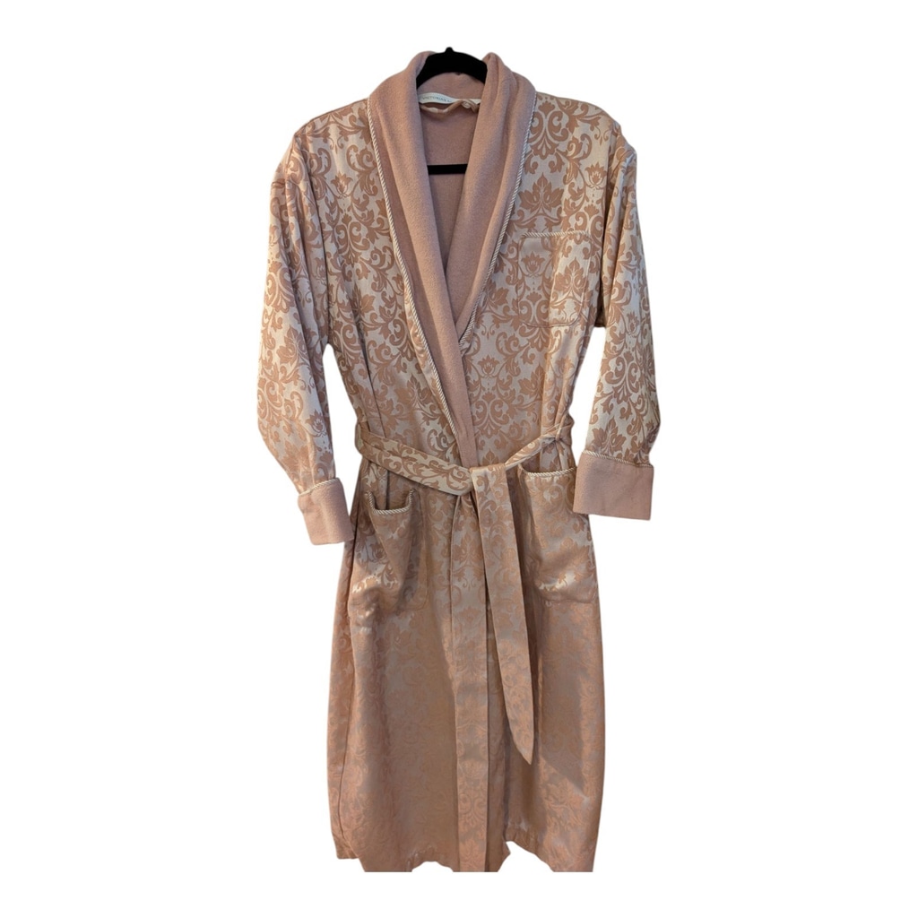Victoria's Secret Dusty Pink Satin Medallion Belted Midi Robe XS Cozy