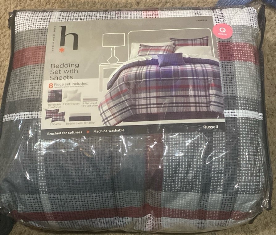 Russell Comforter Set Gray and Red PLUS ADDING new grey drapes
