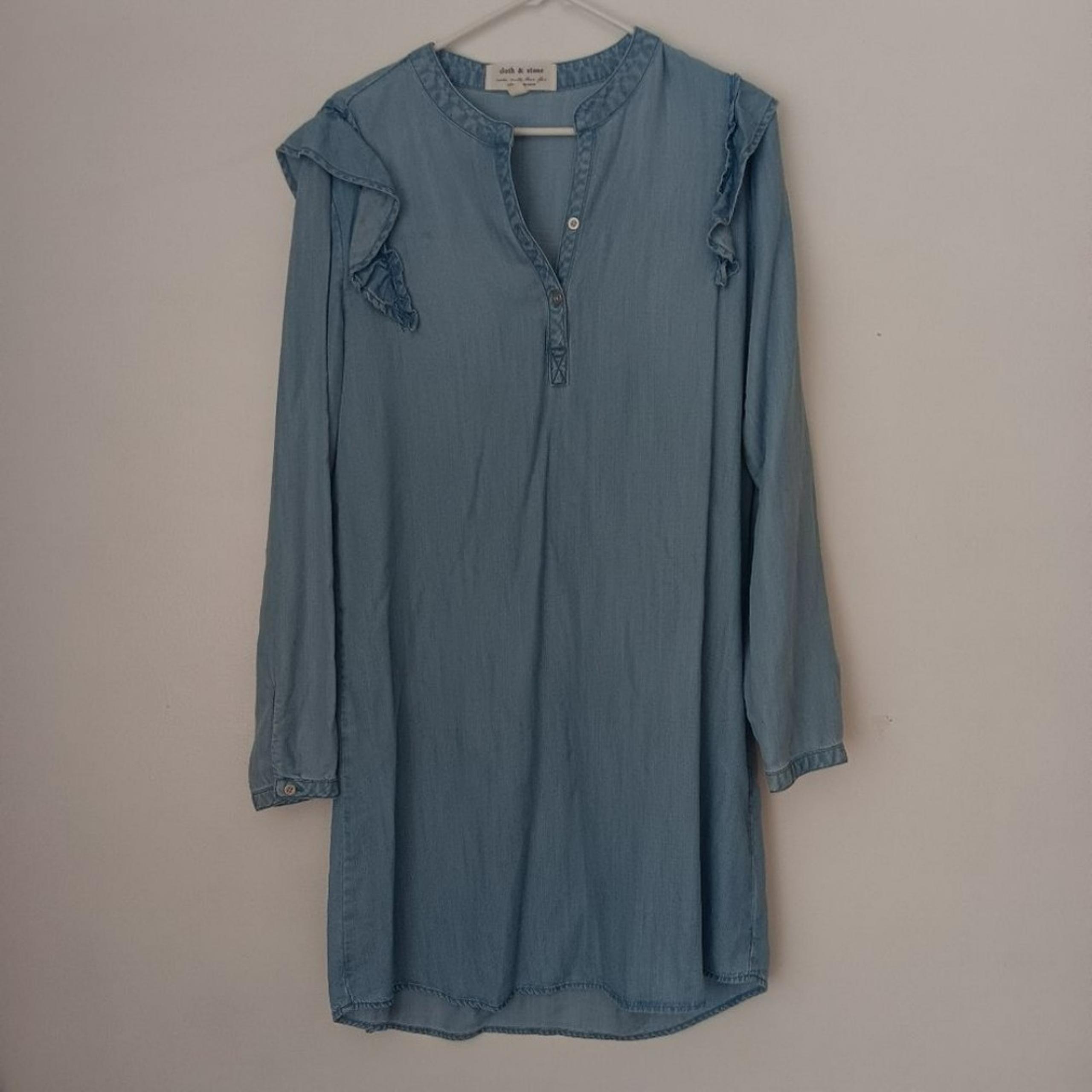 Cloth & Stone Light Blue Tencell Tunic Dress M Summer Beach Outdoor Relaxed Fit