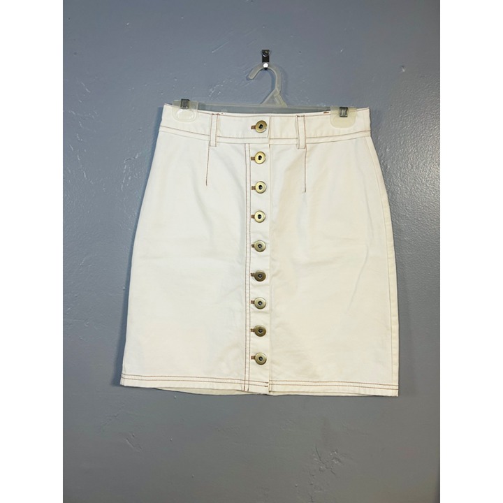 Kate Spade White Denim Button Up Skirt Size 4