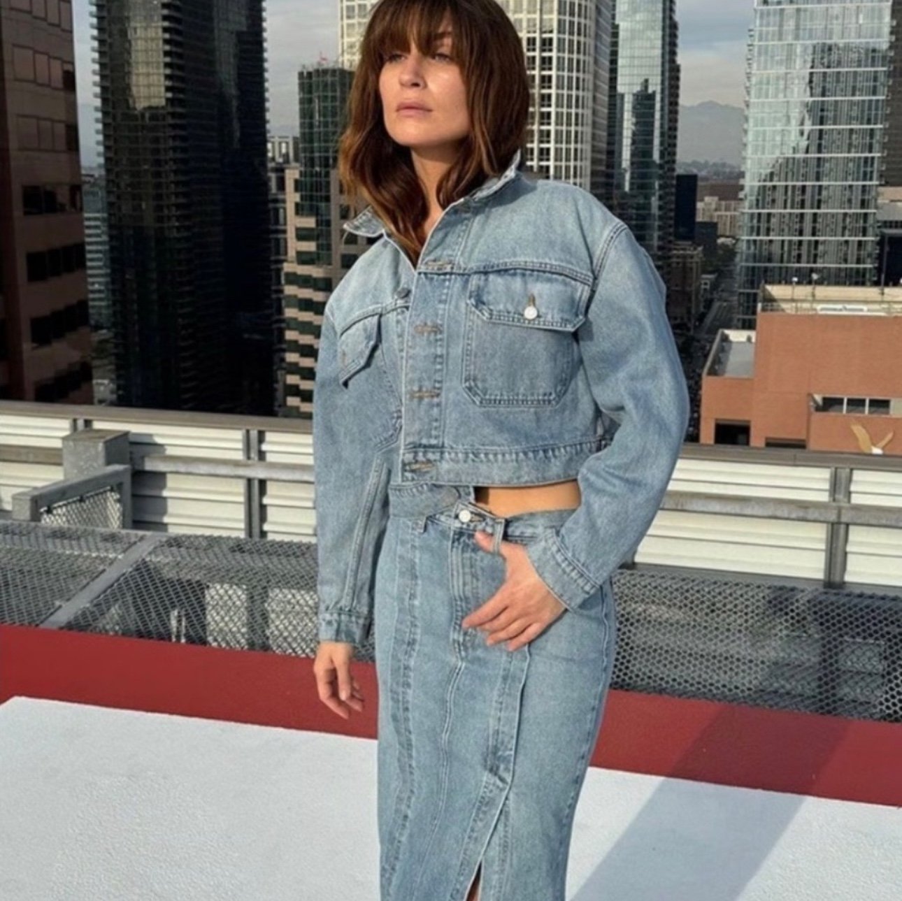 NWT Etica River Crop Denim Jacket size Large