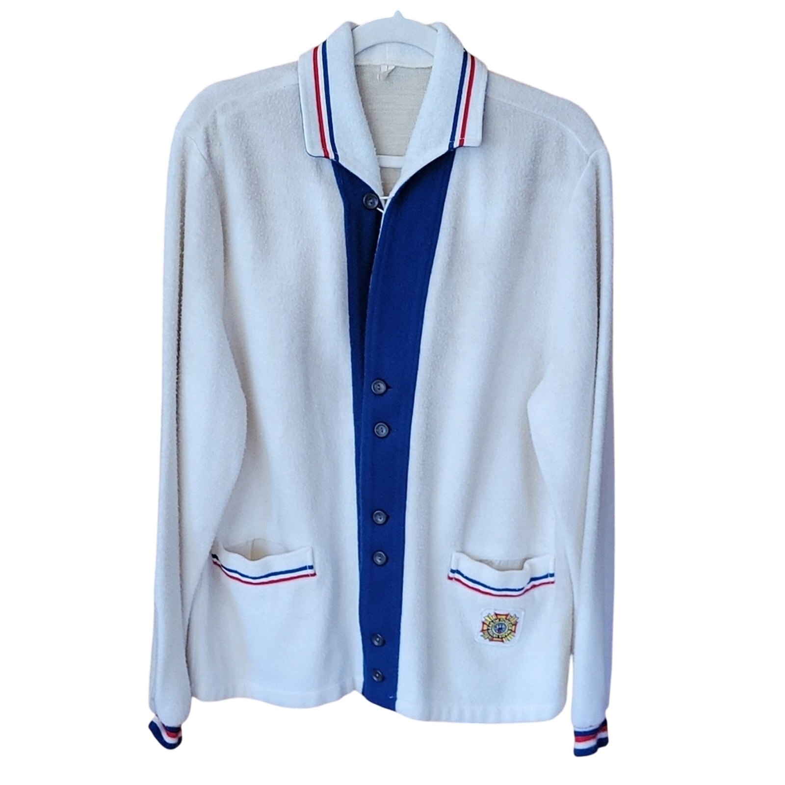 Butwin Vintage 1950's 60's VFW Sweater Cardigan Unisex Patriotic VFW Patch USA