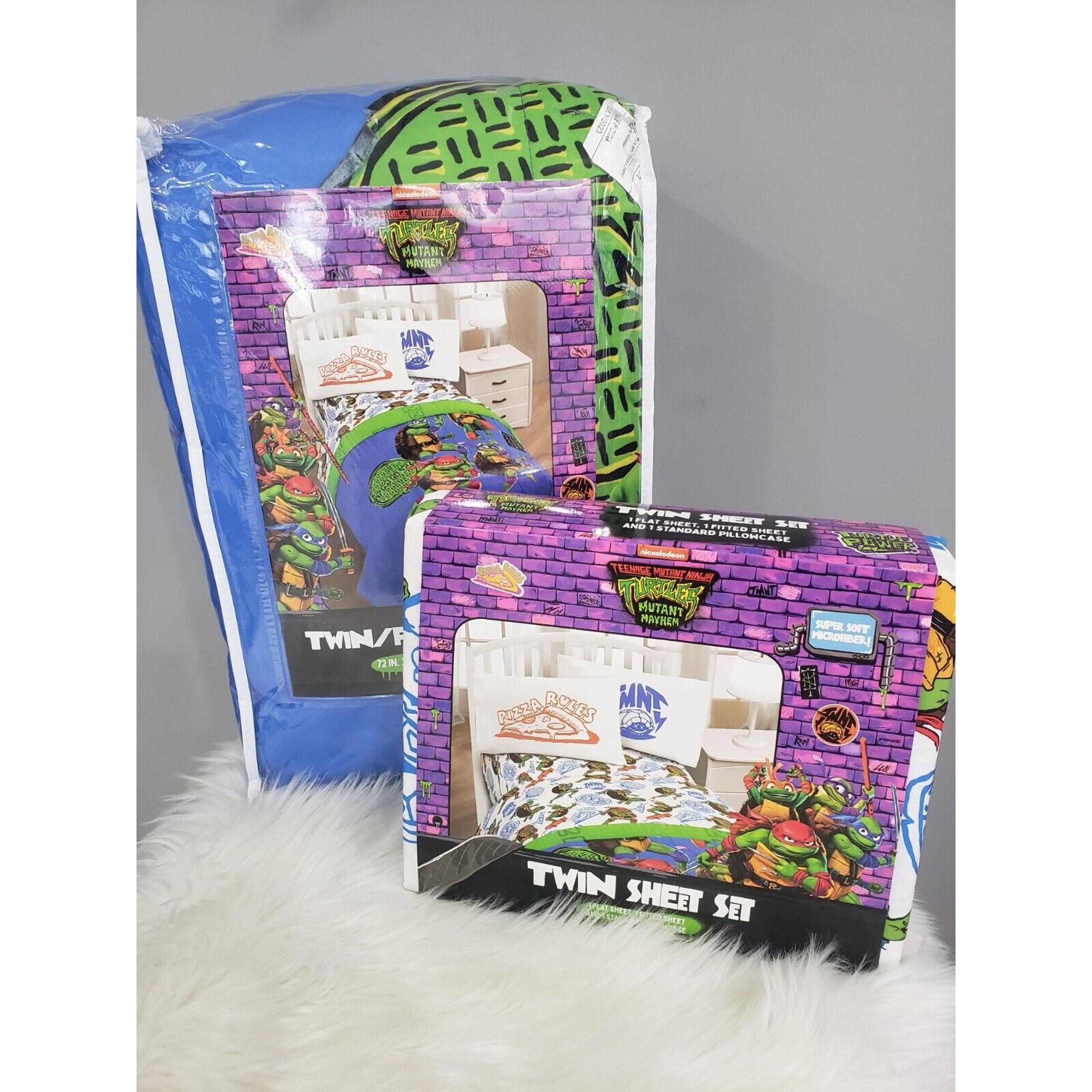 NEW Teenage Mutant Ninja Turtles TMNT Reversible Twin Comforter AND Sheet Set