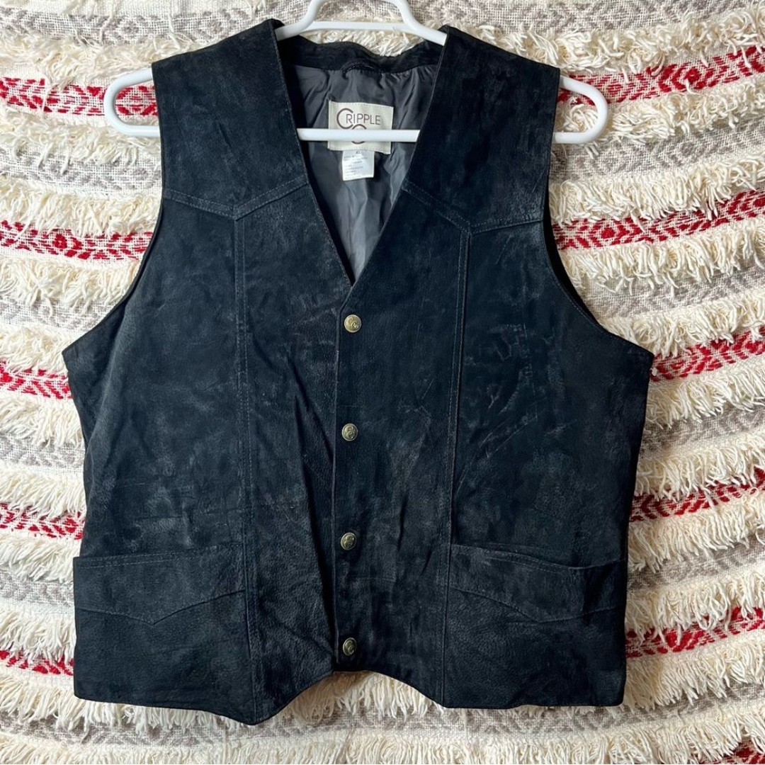 Cripple Creek Suede Leather Vest With Pockets and Snap Buttons Size XL