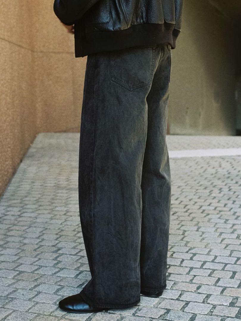 LIDNM】CRACK WASHED BAGGY DENIM PANTS