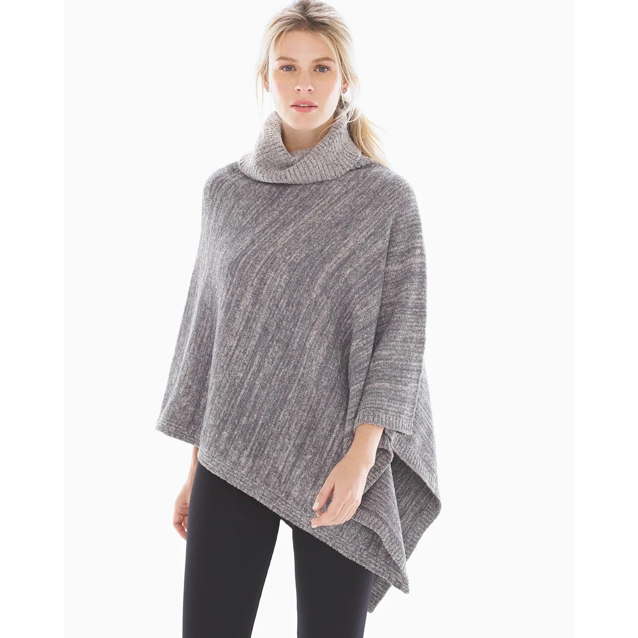 BAREFOOT DREAMS CozyChic Poncho Graphite & Stone Knee Size