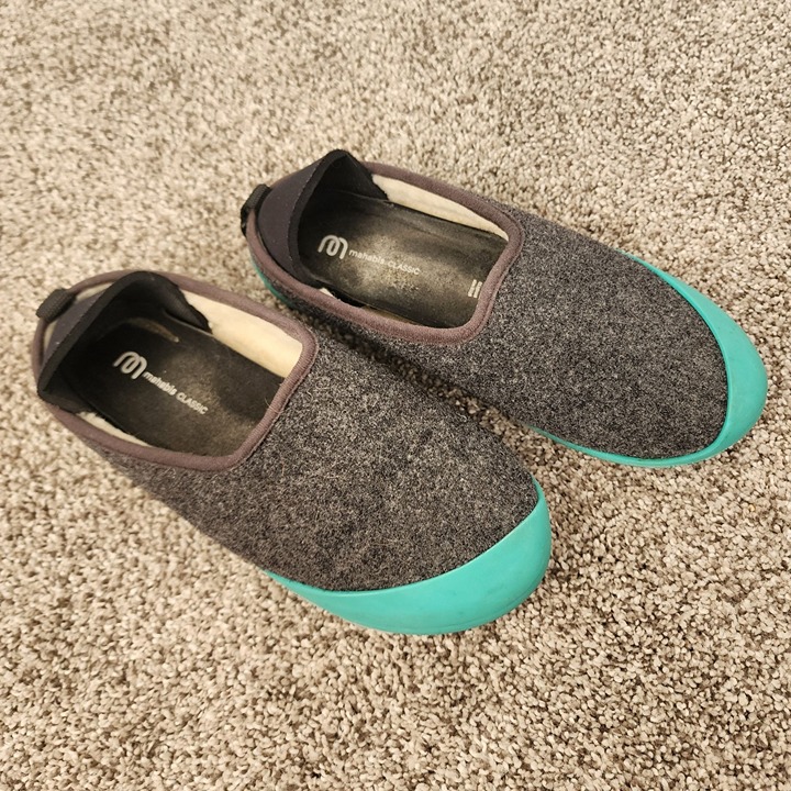 Mahabis Curve dark gray teal wool lined slippers 38/7.5