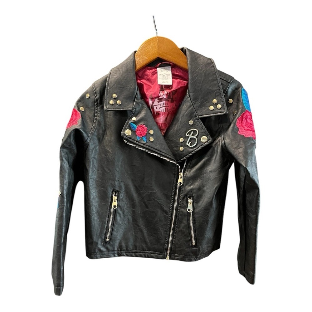 Disney Belle Faux Leather Moto Jacket Girls Size 11/12