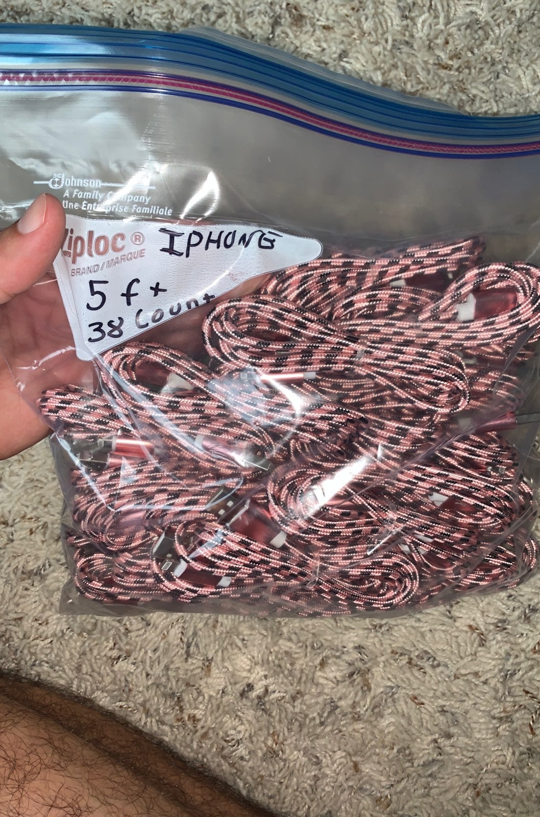 38 IPHONES CHARGES TOTAL 5 FEET LONG EACHL